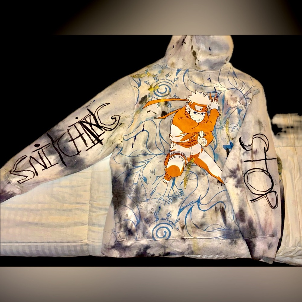 Hoody japanese 🆕 stop snitching anime oversized xl (xxl) hoodie NWOT TIE dye - Picture 13 of 17